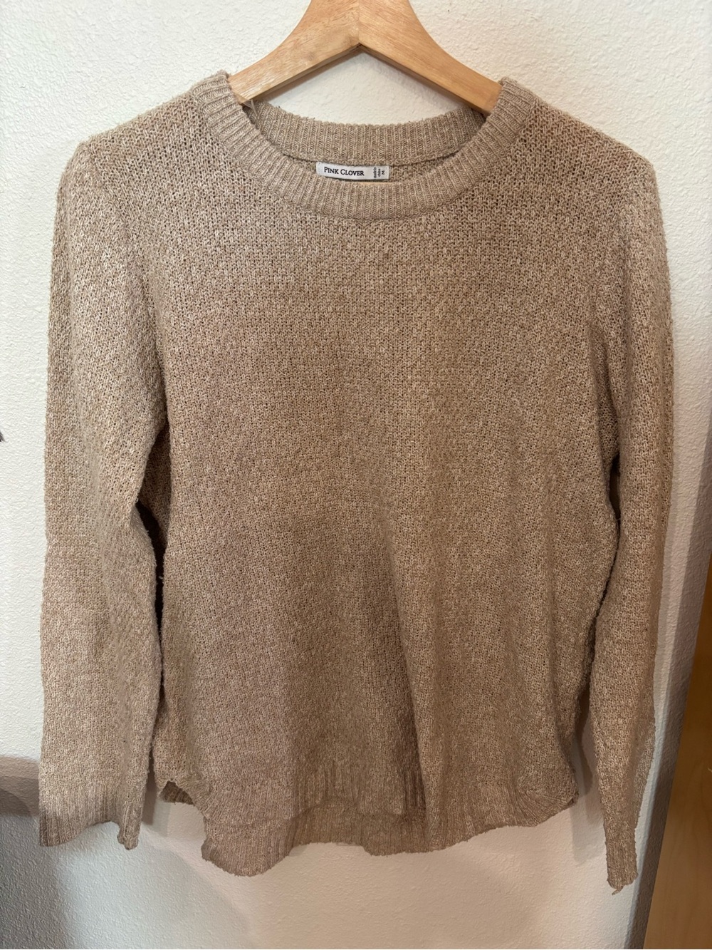 Pink Clover Women's Crewneck Sweater in Beige